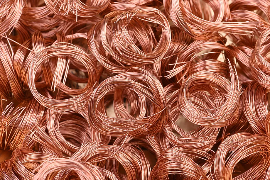 Coils of scrap copper wire
